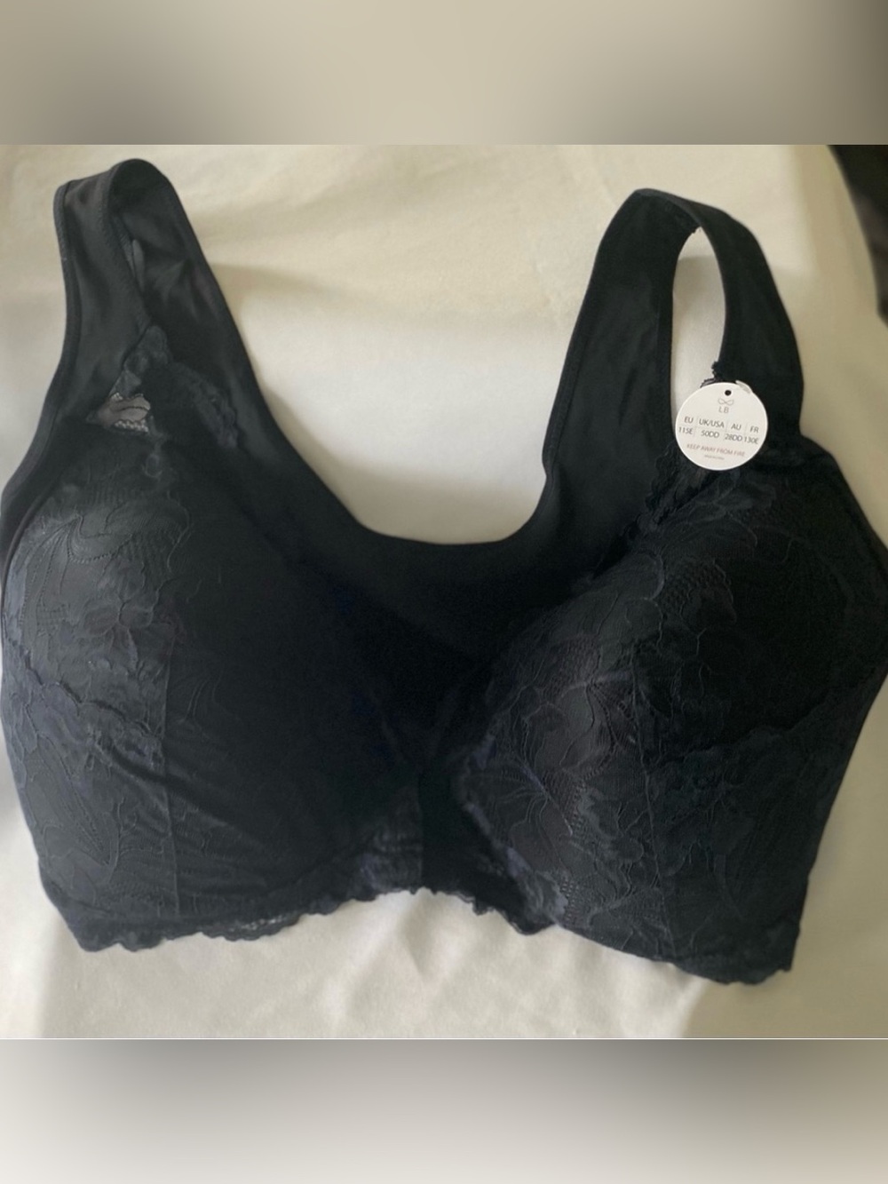 Lacy Bra Lucy Breeze Back Smoothing Bra Black Size 50 DD NWT Beautiful